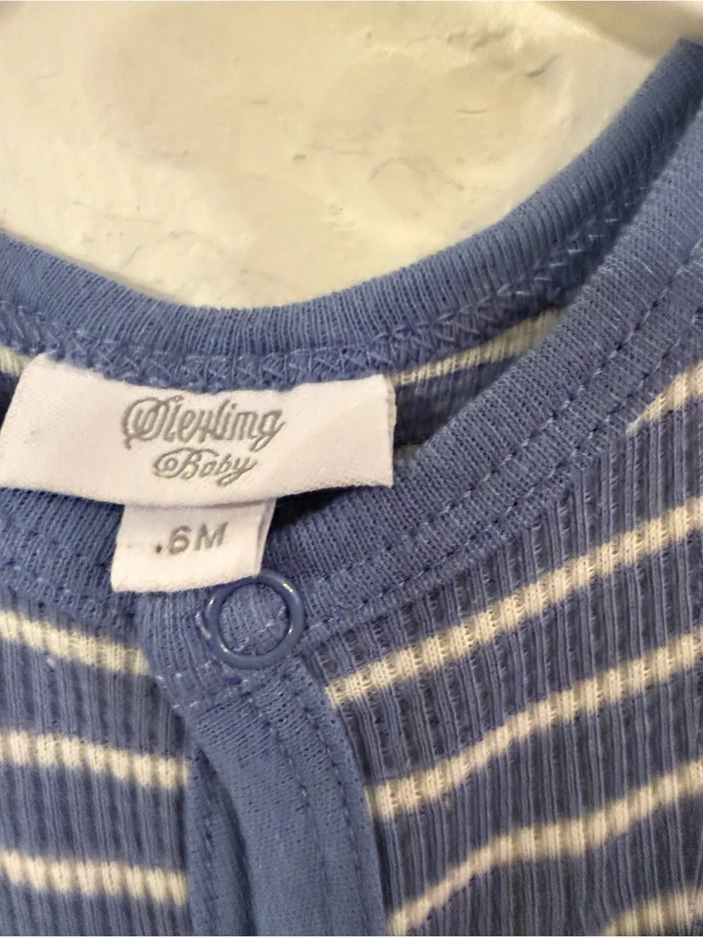 Striped Blue & White Footed One-Piece - Cozy Everyday Wear